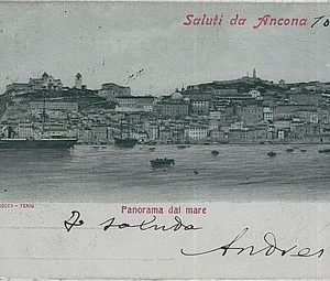 29061  CARTOLINA d'Epoca ANCONA città : SALUTI da ANCONA 1902