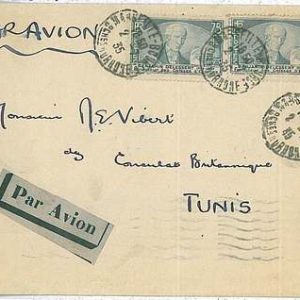 FRANCE - LETTRE - AIR MAIL PAR AVION a TUNIS 1935