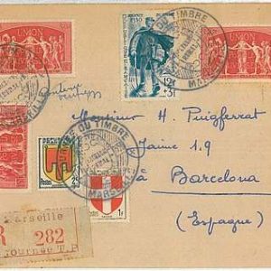 27262  - FRANCE - POSTAL HISTORY  - JOURNEE DU TIMBRE Cover MARSEILLE 1950 UPU