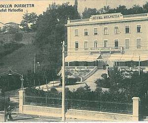 CARTOLINA d'Epoca BOLOGNA provincia : Porretta Terme 1912 - HOTEL HELVETIA