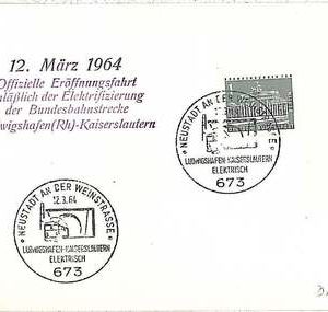 TRAINS RAILWAYS - POSTAL HISTORY -  GERMANY: SPECIAL POSTMARK on CARD 1964