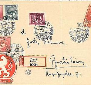 TRAINS RAILWAYS - POSTAL HISTORY -  Czechoslovakia : REGISTERED COVER 1945