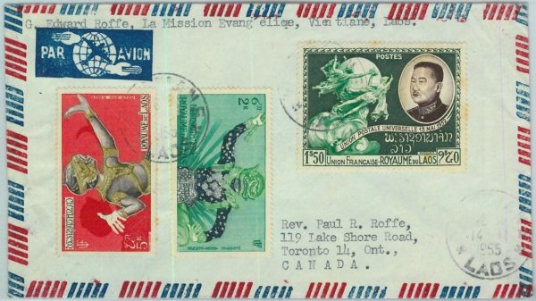 94644 - LAOS - Postal History - AIRMAIL  COVER  to  CANADA 1955 -  UPU