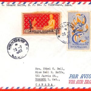 aa6239 - LAOS -  Postal History -  AIRMAIL COVER to CANADA 1963