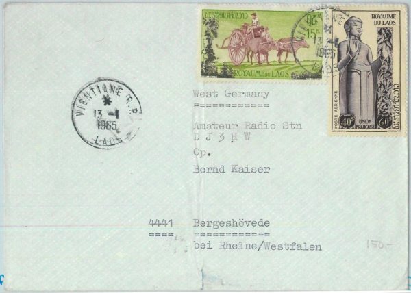 91214 - LAOS -  Postal History -   COVER to WEST GERMANY    1965