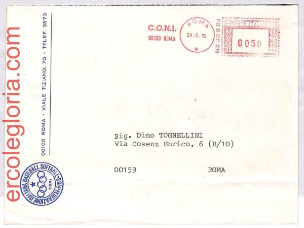 ai3904 - Italy - POSTAL HISTORY - ANNULLO MECCHANICO Postmark Baseball ROMA 1952
