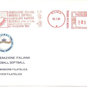 ai3908 - Italy - POSTAL HISTORY - ANNULLO MECCHANICO Postmark Baseball ROMA 1991