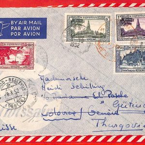 aa6282 - LAOS - Postal History - COVER to SWITZERLAND forwarded to TURKEY! 1952