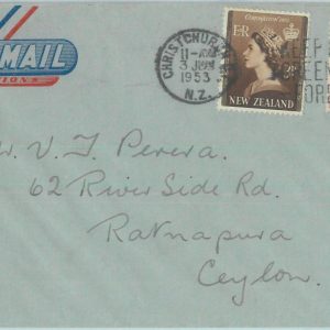 83401 - NEW ZEALAND  - Postal History - COVER to CEYLON   1953 - FOREST Fire