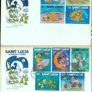 83847 - ST Lucia - Postal History - Set of 2 FDC COVERS - SPACE  Moon DISNEY
