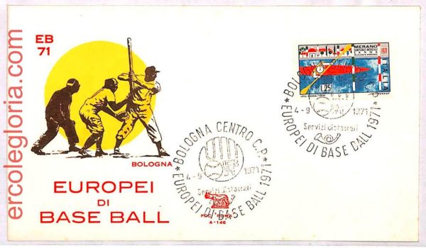 ai3911 - Italy - POSTAL HISTORY - EVENT COVER & postmark Baseball 1971 BOLOGNA