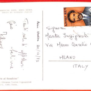 aa0187  - ETHIOPIA - POSTAL HISTORY - POSTCARD  to  ITALY  1973