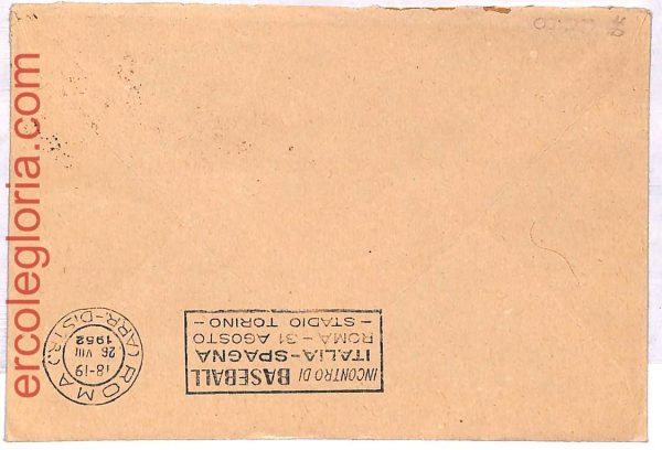 ai3914 - Italy - POSTAL HISTORY -  Cover - Baseball - 1952