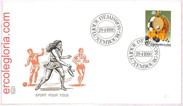 ai3858 - LUXEMBOURG - POSTAL HISTORY - FDC Cover TENNIS golf FOOTBALL sport 1980