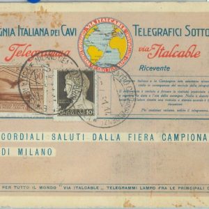85458 - ITALY - POSTAL HISTORY - UNDERWATER Telegram 1931 - BIRDS