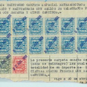 84180  - SPAIN - POSTAL HISTORY - TELEGRAPH STAMPS on 2 Large  COVER  cut outs
