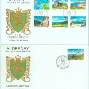 84231 - ALDERNEY - Set of 3 FDC COVER 1983 - GOLF architecture LIGHTHOUSES
