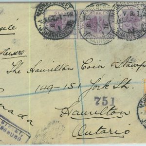 BK0235 - TRANSVAAL - POSTAL HISTORY - REGISTERED COVER to CANADA 1920