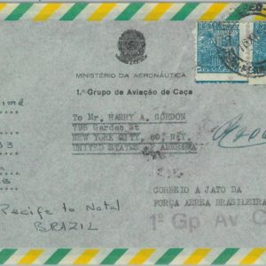83769  - BRAZIL - POSTAL HISTORY -  COVER flown by BRAZILIAN Fighter Plane 1953