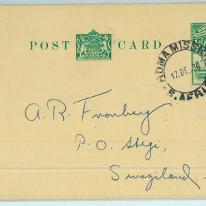 BK0238 - BASUTOLAND - Postal History - STATIONERY CARD from ROMA MISSION! 1936