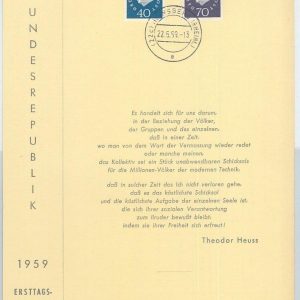 BK0038 -  GERMANY  - POSTAL HISTORY -  Michel 302 + 306/7 on FDC Official folder