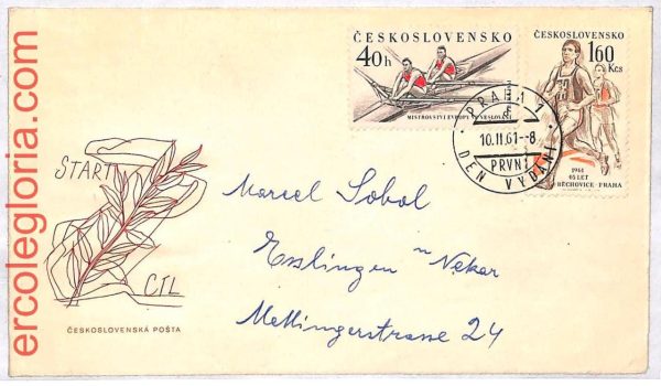 ai3627 - Czechoslovakia - POSTAL HISTORY - FDC Cover ROWING Running SPORT - 1961