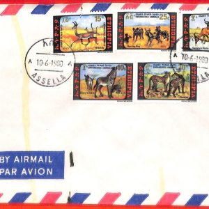 aa0225  - ETHIOPIA - POSTAL HISTORY -  COVER  1980 Animals IENAS zebra CHEETA