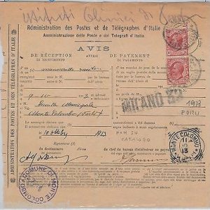 55425 - ITALIA REGNO - STORIA POSTALE :  RICEVUTA di PAGAMENTO da MONTE COLOMBO