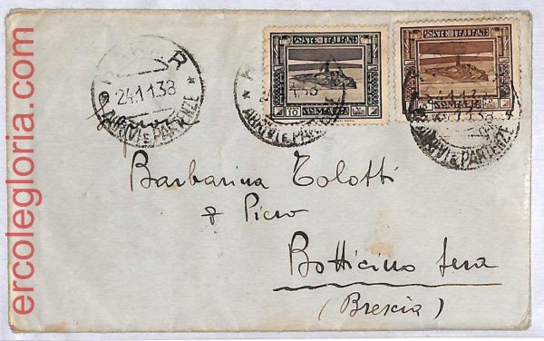 ai3403 - Somalia / ETHIOPIA -  POSTAL HISTORY - Cover -  Lighthouses - 1938