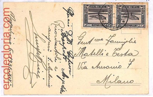 ai3405 - Somalia Italiana -  POSTAL HISTORY - Postcard -  Lighthouses - 1936