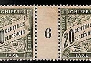 94857bA - FRANCE - STAMPS - TIMBRES TAX  Yvert # TT 31 GUTTER with MILLESIME MH