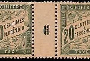 94856eA - FRANCE - STAMPS - TIMBRES TAX  Yvert # TT 31 GUTTER with MILLESIME MNH