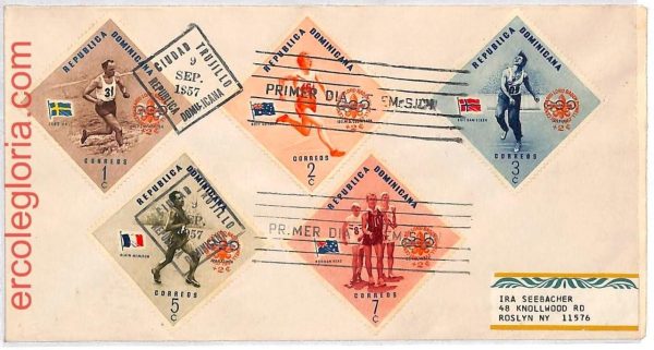ai3673 - DOMINICANA - POSTAL HISTORY - FDC - Olympic Games - 1957