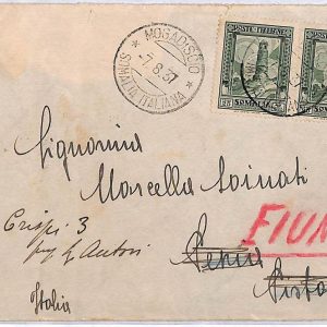 ai3408 - Somalia Italiana -  POSTAL HISTORY - Cover -  Lighthouses Fiume 1937