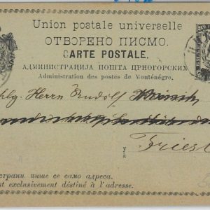 65986 - MONTENEGRO - POSTAL HISTORY - STATIONERY CARD to ITALY 1890 - P12a
