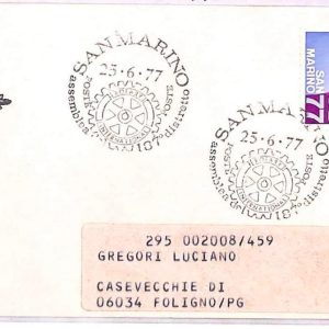ai3792 - San Marino - POSTAL HISTORY - Cover -  ROTARY Club - 1977