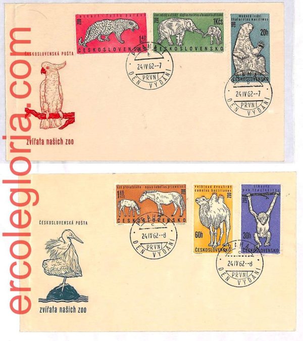 ai3420 - Czechoslovakia - POSTAL HISTORY - Set of 2 FDC Cover FAUNA Animals 1962