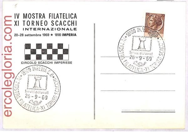 ai3801 - ITALY - POSTAL HISTORY - Event CARD -  CHESS - 1969 Imperia