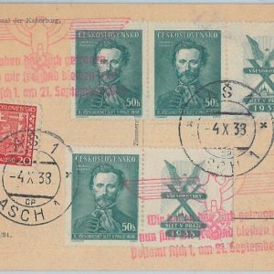 69913 - CZECHOSLOVAKIA - POSTAL HISTORY - Postmark on Postcard 1938 EAGLES