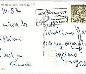 SWITZERLAND -  POSTAL HISTORY - POSTCARD -  BIRDS : DOVES palomas 1957