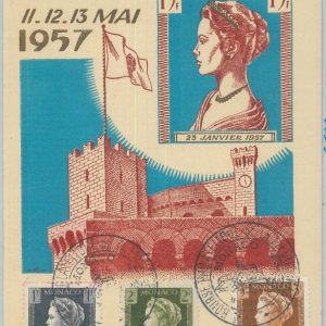 81279  - MONACO - Postal History -   MAXIMUM CARD -  ROYALTY 1957
