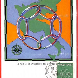 aa3367 -  FRANCE - POSTAL HISTORY - Maximum Card  1959  EROPA CEPT flags