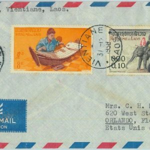 94671 - LAOS - Postal History - AIRMAIL COVER to USA 1959 - MUSIC Elephants