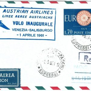 70949 - ITALY - Postal History - FIRST FLIGHT:  Venice / Salzburg - Pell. 417AA