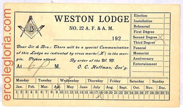 ai3439 - USA -  POSTAL HISTORY -  Stationery Card - Masonic   FREE MASONS - 1923