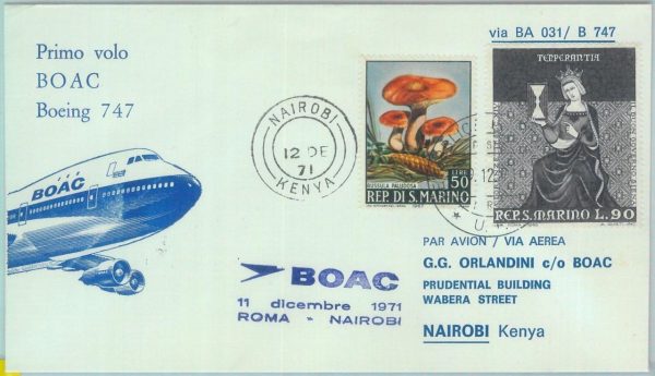 83030 - SAN MARINO - Postal History - FIRST FLIGHT: Rome  NAIROBI # 826 DF 1971