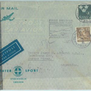 89737 - SWEDEN - Postal History - FIRST Transatlantic FLIGHT COVER to N.Y. 1945