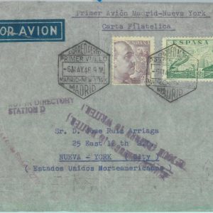 89744 - SPAIN - Postal History - FIRST FLIGHT COVER - Madrid / New York 1946