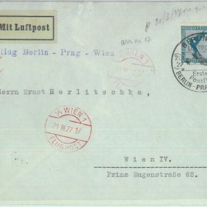 89710 - GERMANY - Postal History - FIRST FLIGHT COVER  Berlin - Prag - Wien 1927