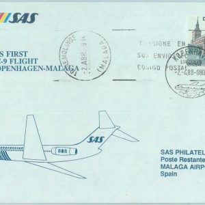 83137 - DENMARK - Postal History - FIRST FLIGHT:  Copenhagen - Malaga  1988